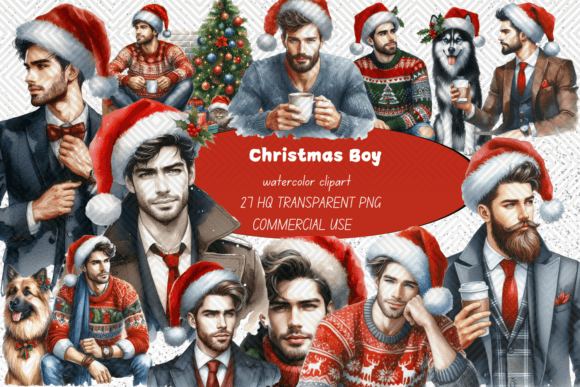 Christmas Boy PNG Clipart Bundle: Festive Illustrations