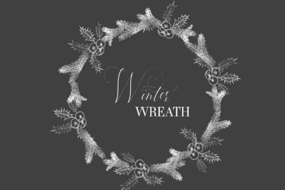 Christmas Clipart Winter Silver Wreath Illustrations