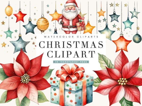 Christmas Decor Elements Clipart Bundle: Illustrations for Crafters