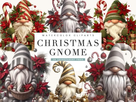Christmas Gnome Clipart Bundle: Festive Illustrations