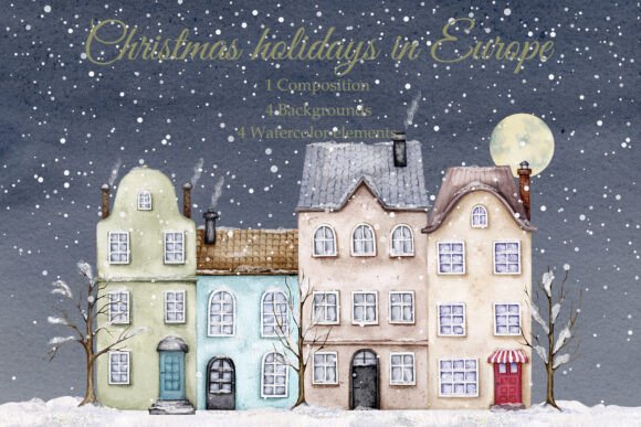 Christmas in Europe Clip Art & Illustrations