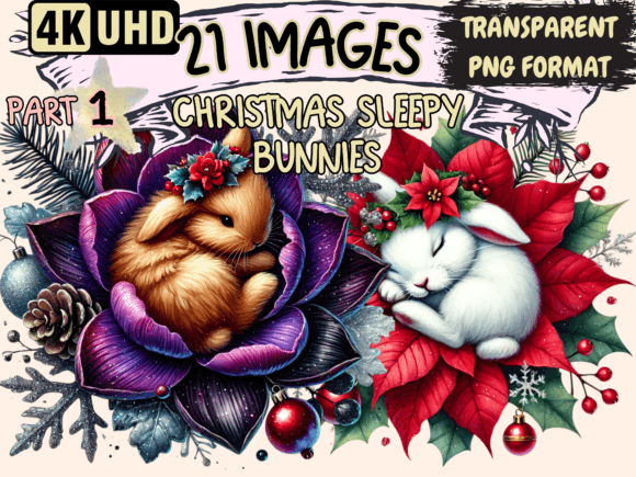 Christmas Sleepy Bunnies Clipart P1: Illustrations Review