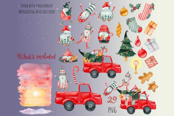 Christmas Truck Clipart: Free Illustrations for POD