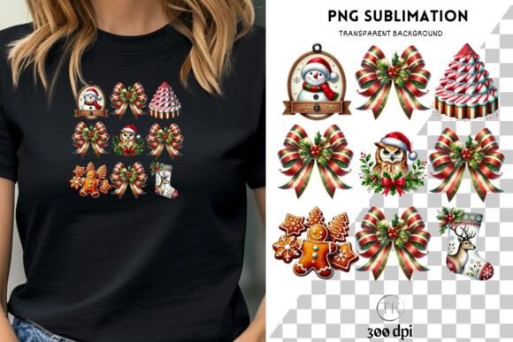 Coquette Christmas Bow PNG: Festive Illustrations