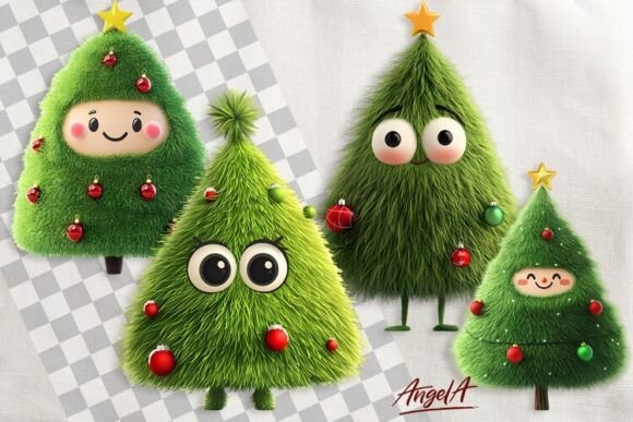 Cute Christmas Tree Clipart: Festive Illustrations for Crafters