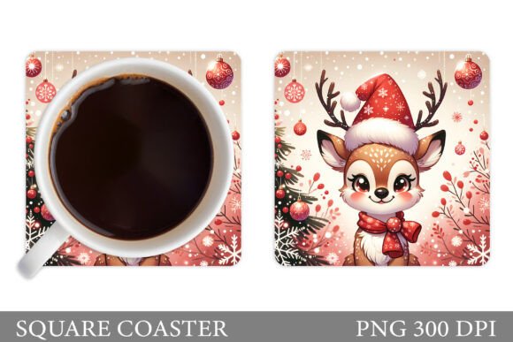 Cute Deer Coaster: Festive Illustrations