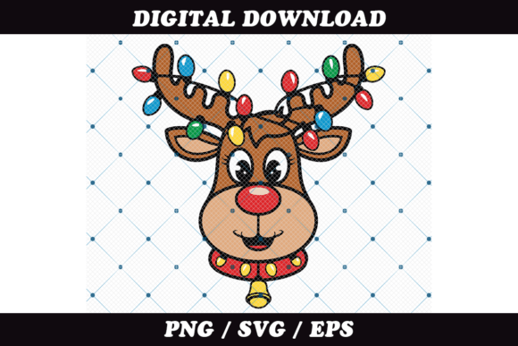 Cute Reindeer with Christmas Lights Illustrations