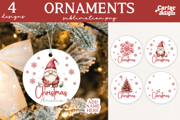 First Christmas Ornaments Sublimation Illustrations