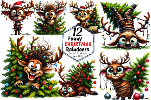 Funny Reindeer Clipart: Festive Illustrations