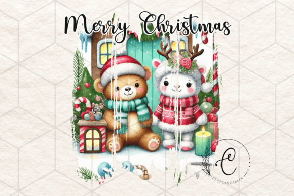 Merry Christmas Brush Stroke PNG Graphic for Illustrations