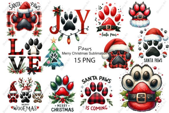 Merry Christmas Paws Sublimation Illustrations