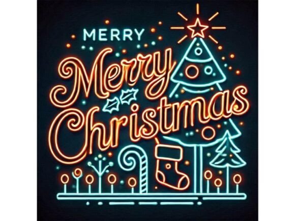 Neon Christmas Letters: Festive Illustrations