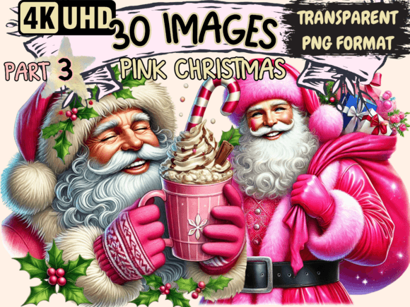 Pink Christmas Clipart P3: Illustrations for Crafters