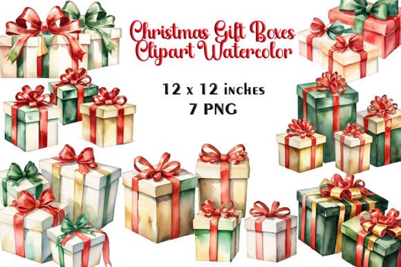 Review: Christmas Gift Boxes Clipart, Watercolor Illustrations