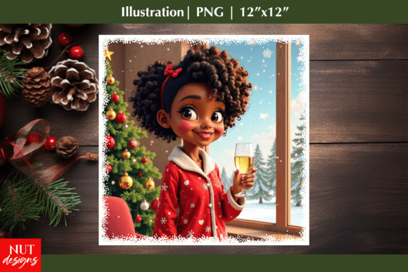 Reviewing Christmas Illustration, Black Woman