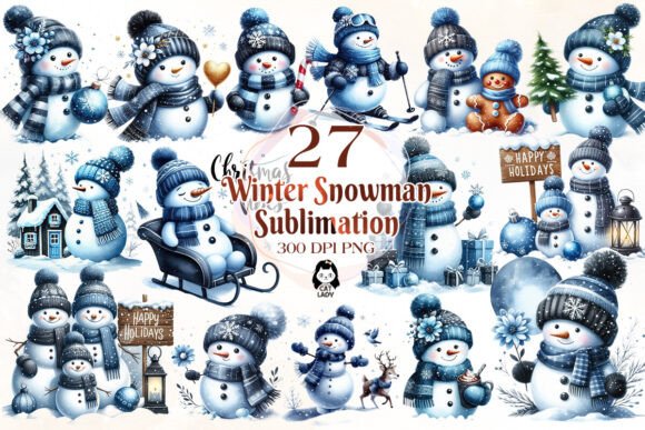 Reviewing the Winter Christmas Snowman Clipart Bundle