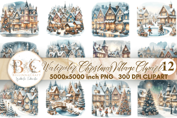 Reviewing Watercolor Christmas Village Clipart for Embroidery