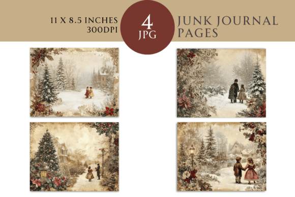 Victorian Christmas Junk Journal Paper & Illustrations