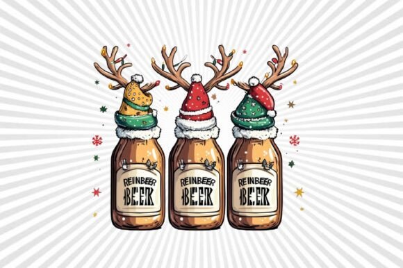 Watercolor Christmas Beer Clipart: Festive Illustrations