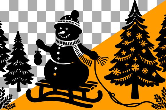 Winter Landscape Christmas Silhouette: Illustrations for Branding